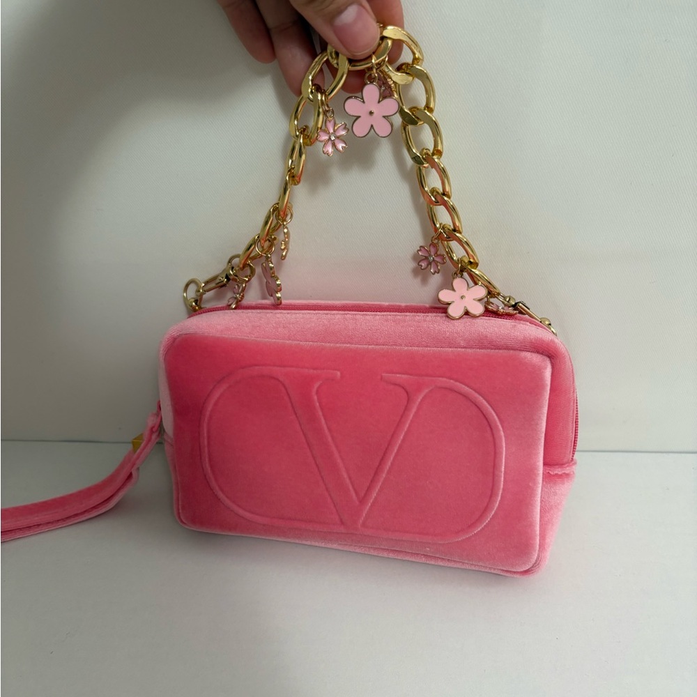 Valentino Mini Velvet Pouch with straps - Picture 3 of 9
